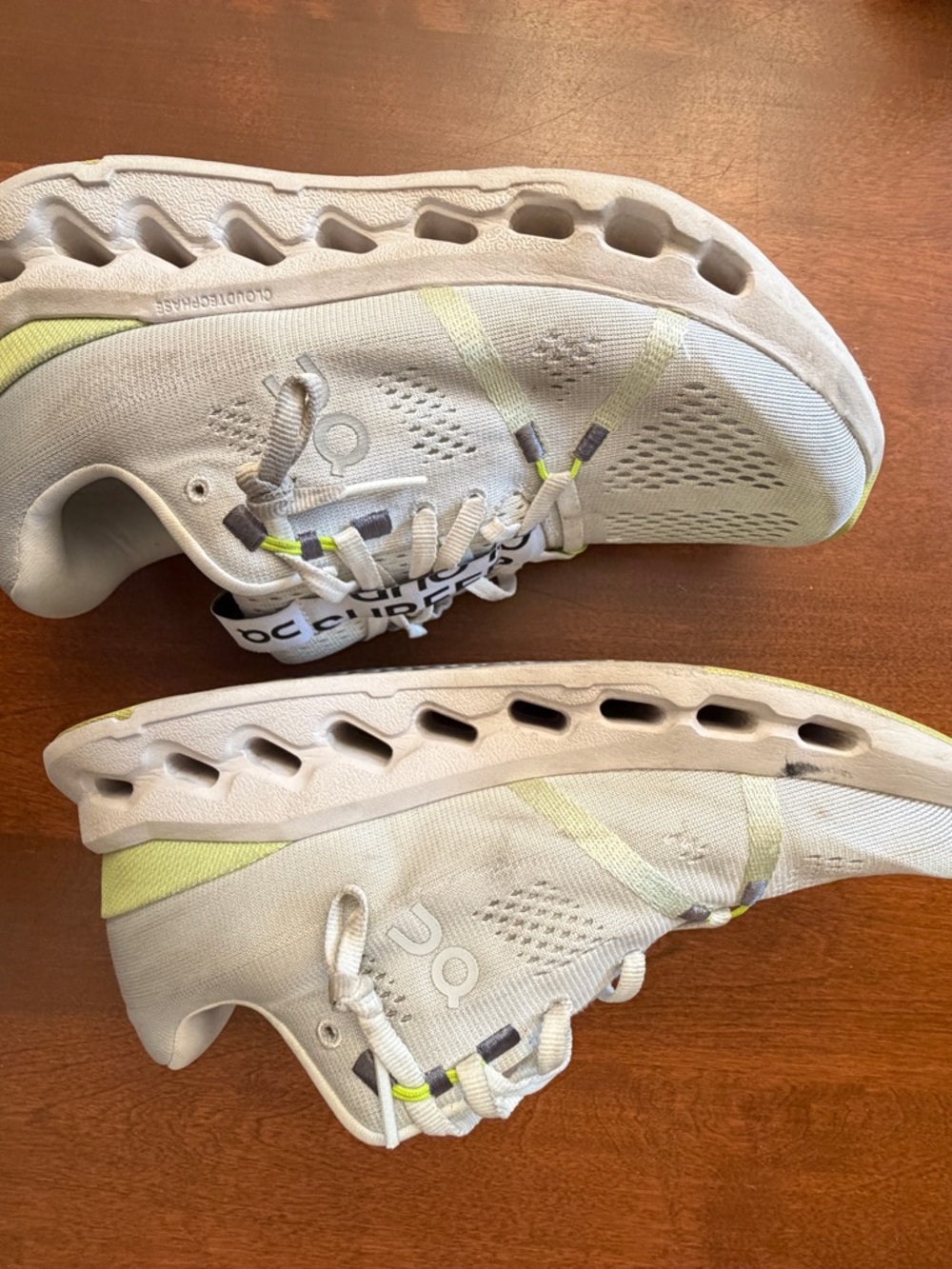 Grey and White Sneakers with Neon Green Accent - Picture 3 of 6